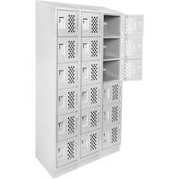 Clean-Line Perforated Lockerette, 6 -tier, Bank of 3, 12" x 72" x 12", Steel PB Rental Co. Ltd.