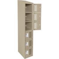 Assembled Lockerettes Clean Line Perforated Economy Lockers, 6 -tier, 18" x 72" x 12", Steel PB Rental Co. Ltd.