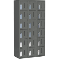 Concorde Heavy-Duty Lockers, 6 -tier, Bank of 3, 36" x 18" x 72", Steel, Charcoal, Welded (Assembled) PB Rental Co. Ltd.