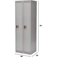 Lockers, Bank of 2, 24" x 18" x 72", Steel, Grey, Knocked Down PB Rental Co. Ltd.