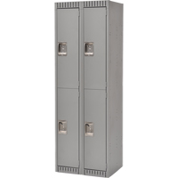 Lockers, 2 -tier, Bank of 2, 24" x 18" x 72", Steel, Grey, Knocked Down PB Rental Co. Ltd.