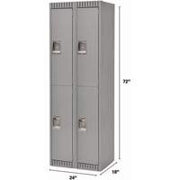Lockers, 2 -tier, Bank of 2, 24" x 18" x 72", Steel, Grey, Knocked Down PB Rental Co. Ltd.