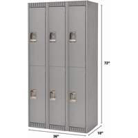 Lockers, 2 -tier, Bank of 3, 36" x 18" x 72", Steel, Grey, Knocked Down PB Rental Co. Ltd.