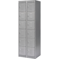 Lockers, 6 -tier, Bank of 2, 24" x 18" x 72", Steel, Grey, Knocked Down PB Rental Co. Ltd.