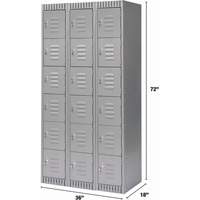 Lockers, 6 -tier, Bank of 3, 36" x 18" x 72", Steel, Grey, Knocked Down PB Rental Co. Ltd.