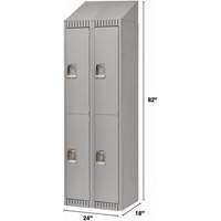 Lockers, 2 -tier, Bank of 2, 24" x 18" x 82", Steel, Grey, Knocked Down PB Rental Co. Ltd.