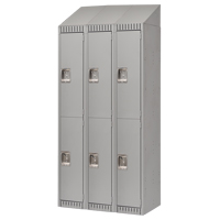 Lockers, 2 -tier, Bank of 3, 36" x 18" x 82", Steel, Grey, Knocked Down PB Rental Co. Ltd.