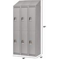 Lockers, 2 -tier, Bank of 3, 36" x 18" x 82", Steel, Grey, Knocked Down PB Rental Co. Ltd.