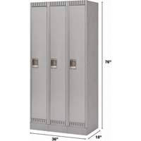 Lockers, Bank of 3, 36" x 18" x 76", Steel, Grey, Knocked Down PB Rental Co. Ltd.