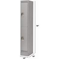 Lockers, 2 -tier, 12" x 18" x 76", Steel, Grey, Knocked Down PB Rental Co. Ltd.