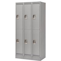 Lockers, 2 -tier, Bank of 3, 36" x 18" x 76", Steel, Grey, Knocked Down PB Rental Co. Ltd.
