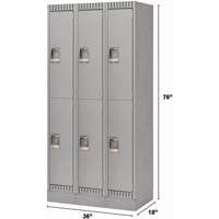 Lockers, 2 -tier, Bank of 3, 36" x 18" x 76", Steel, Grey, Knocked Down PB Rental Co. Ltd.