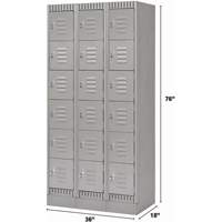 Lockers, 6 -tier, Bank of 3, 36" x 18" x 76", Steel, Grey, Knocked Down PB Rental Co. Ltd.