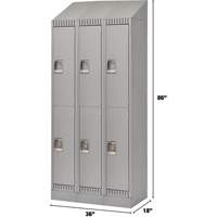 Lockers, 2 -tier, Bank of 3, 36" x 18" x 86", Steel, Grey, Knocked Down PB Rental Co. Ltd.