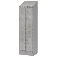 Lockers, 6 -tier, Bank of 2, 24" x 18" x 86", Steel, Grey, Knocked Down PB Rental Co. Ltd.