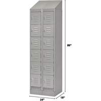 Lockers, 6 -tier, Bank of 2, 24" x 18" x 86", Steel, Grey, Knocked Down PB Rental Co. Ltd.