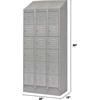 Lockers, 6 -tier, Bank of 3, 36" x 18" x 86", Steel, Grey, Knocked Down PB Rental Co. Ltd.