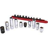 Chrome Finish Socket Set with Rail, 10 Pieces, 1/4"/3/8" Drive Size PB Rental Co. Ltd.