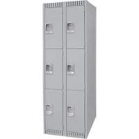 Lockers, 3 -tier, Bank of 2, 24" x 18" x 72", Steel, Grey, Knocked Down PB Rental Co. Ltd.