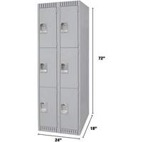 Lockers, 3 -tier, Bank of 2, 24" x 18" x 72", Steel, Grey, Knocked Down PB Rental Co. Ltd.