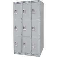 Lockers, 3 -tier, Bank of 3, 36" x 18" x 72", Steel, Grey, Knocked Down PB Rental Co. Ltd.