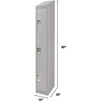 Lockers, 3 -tier, 12" x 18" x 82", Steel, Grey, Knocked Down PB Rental Co. Ltd.