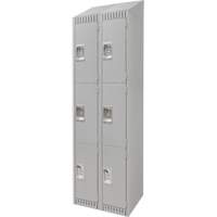 Lockers, 3 -tier, Bank of 2, 24" x 18" x 82", Steel, Grey, Knocked Down PB Rental Co. Ltd.