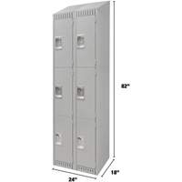 Lockers, 3 -tier, Bank of 2, 24" x 18" x 82", Steel, Grey, Knocked Down PB Rental Co. Ltd.