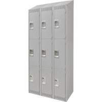 Lockers, 3 -tier, Bank of 3, 36" x 18" x 82", Steel, Grey, Knocked Down PB Rental Co. Ltd.