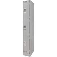 Lockers, 3 -tier, 12" x 18" x 76", Steel, Grey, Knocked Down PB Rental Co. Ltd.