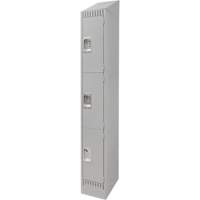 Lockers, 3 -tier, 12" x 18" x 86", Steel, Grey, Knocked Down PB Rental Co. Ltd.