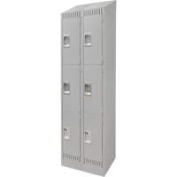 Lockers, 3 -tier, Bank of 2, 24" x 18" x 86", Steel, Grey, Knocked Down PB Rental Co. Ltd.