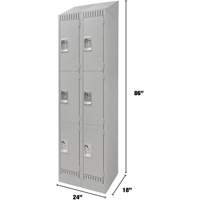 Lockers, 3 -tier, Bank of 2, 24" x 18" x 86", Steel, Grey, Knocked Down PB Rental Co. Ltd.