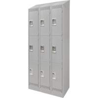 Lockers, 3 -tier, Bank of 3, 36" x 18" x 86", Steel, Grey, Knocked Down PB Rental Co. Ltd.