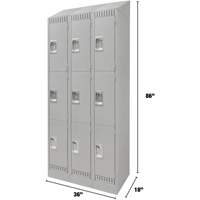 Lockers, 3 -tier, Bank of 3, 36" x 18" x 86", Steel, Grey, Knocked Down PB Rental Co. Ltd.