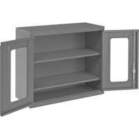 Armoire de rangement murale avec portes transparentes, 26-15/16" h x 29-7/8" la x 13-11/16" p, 2 tablettes, Acier, Gris PB Rental Co. Ltd.