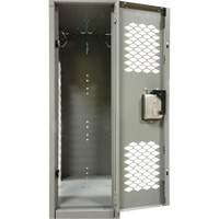 Vented Lockers, 2 -tier, Bank of 3, 36 x 18" x 88", Steel, Grey, Knocked Down, Perforated PB Rental Co. Ltd.