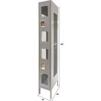 Vented Lockers, 2 -tier, 12" x 18" x 78", Steel, Grey, Knocked Down, Perforated PB Rental Co. Ltd.