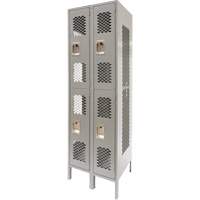 Vented Lockers, 2 -tier, Bank of 2, 24" x 18" x 78", Steel, Grey, Knocked Down, Perforated PB Rental Co. Ltd.