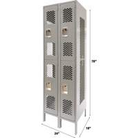 Vented Lockers, 2 -tier, Bank of 2, 24" x 18" x 78", Steel, Grey, Knocked Down, Perforated PB Rental Co. Ltd.