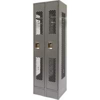 Vented Lockers, Bank of 2, 24" x 18" x 78", Steel, Grey, Knocked Down, Perforated PB Rental Co. Ltd.