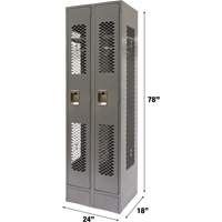 Vented Lockers, Bank of 2, 24" x 18" x 78", Steel, Grey, Knocked Down, Perforated PB Rental Co. Ltd.