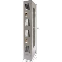 Vented Lockers, 2 -tier, 12" x 18" x 78", Steel, Grey, Knocked Down, Perforated PB Rental Co. Ltd.