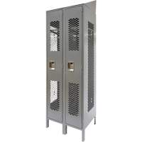 Vented Lockers, Bank of 2, 24" x 18" x 88", Steel, Grey, Knocked Down, Perforated PB Rental Co. Ltd.