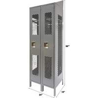 Vented Lockers, Bank of 2, 24" x 18" x 88", Steel, Grey, Knocked Down, Perforated PB Rental Co. Ltd.