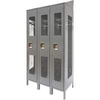 Vented Lockers, Bank of 3, 36 x 18" x 88", Steel, Grey, Knocked Down, Perforated PB Rental Co. Ltd.