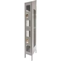 Vented Lockers, 2 -tier, 12" x 18" x 88", Steel, Grey, Knocked Down, Perforated PB Rental Co. Ltd.