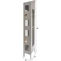 Vented Lockers, 2 -tier, 12" x 18" x 88", Steel, Grey, Knocked Down, Perforated PB Rental Co. Ltd.