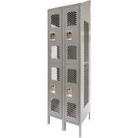 Vented Lockers, 2 -tier, Bank of 2, 24" x 18" x 88", Steel, Grey, Knocked Down, Perforated PB Rental Co. Ltd.