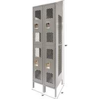 Vented Lockers, 2 -tier, Bank of 2, 24" x 18" x 88", Steel, Grey, Knocked Down, Perforated PB Rental Co. Ltd.